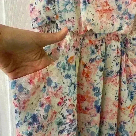 GUESS Multicolored Summer Dress With Inside Lining And Pockets- B14 - Picture 3 of 6